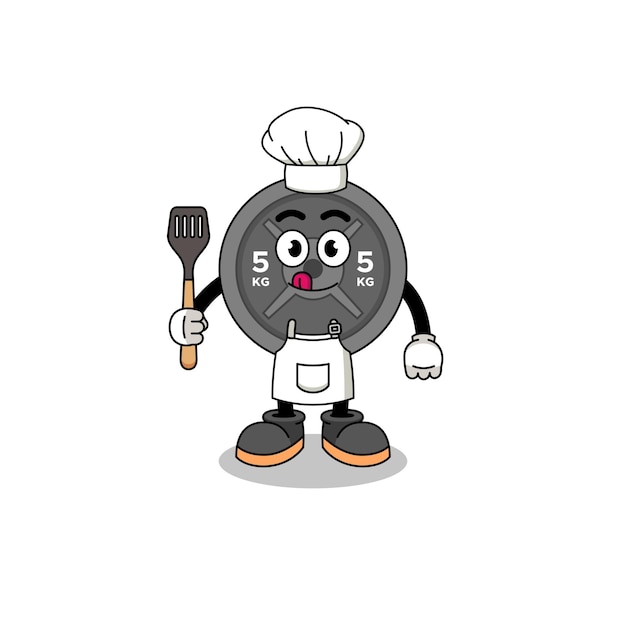 Mascot Illustration of barbell plate chef