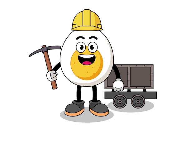 Mascot Illustration of boiled egg miner character design