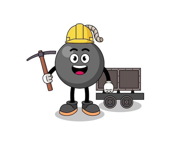 Mascot Illustration of bomb miner character design