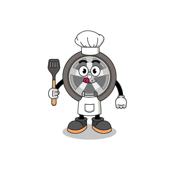 Mascot Illustration of car wheel chef