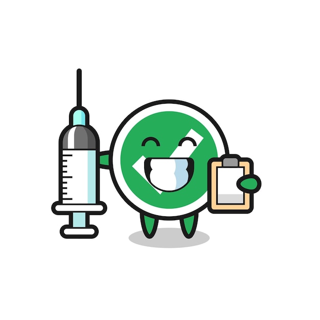 Mascot Illustration of check mark as a doctor , cute design