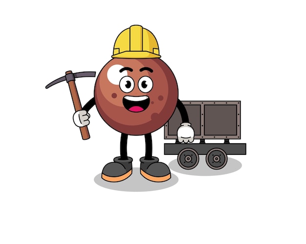 Mascot Illustration of chocolate ball miner