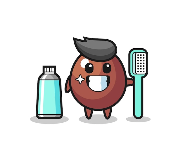 Mascot Illustration of chocolate egg with a toothbrush , cute design