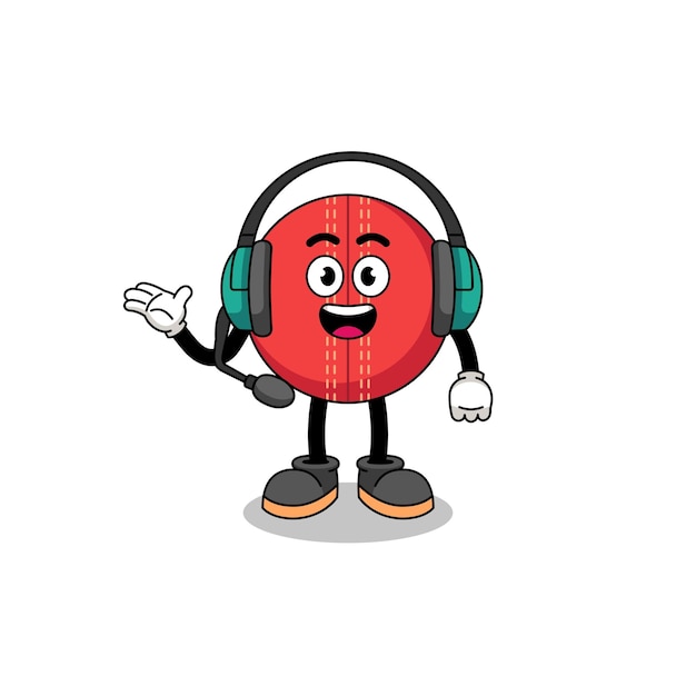 Mascot Illustration of cricket ball as a customer services character design