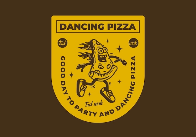 Mascot illustration design of dancing pizza