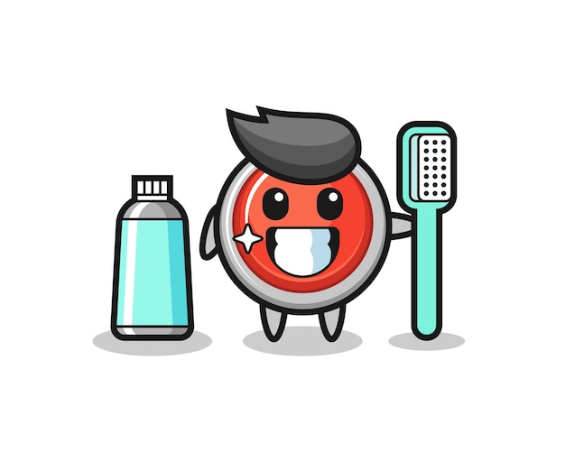 Mascot Illustration of emergency panic button with a toothbrush , cute design