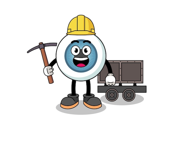 Mascot Illustration of eyeball miner