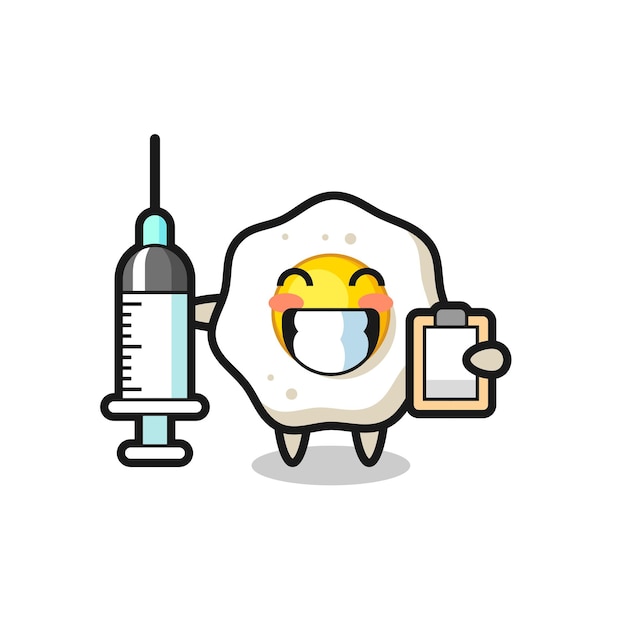 Mascot Illustration of fried egg as a doctor , cute style design for t shirt, sticker, logo element