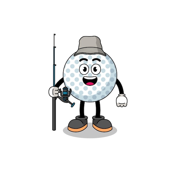 Mascot Illustration of golf ball fisherman