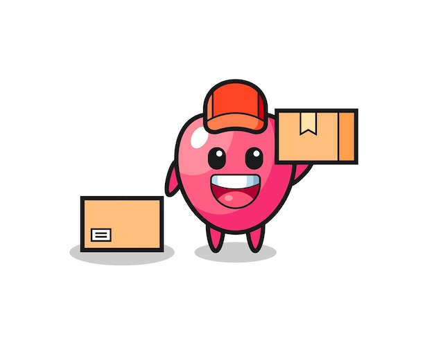 Mascot Illustration of heart symbol as a courier , cute style design for t shirt, sticker, logo element