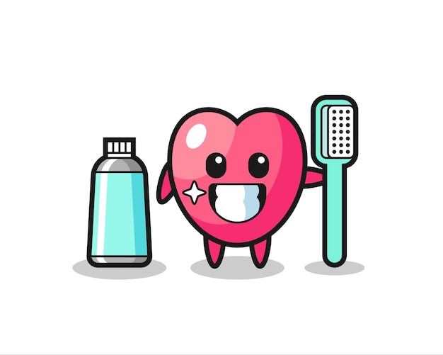 Mascot Illustration of heart symbol with a toothbrush