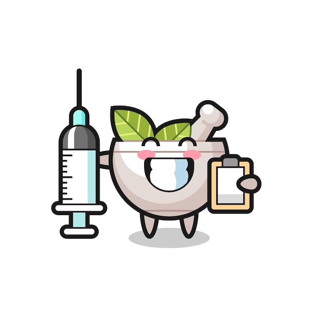 Mascot Illustration of herbal bowl as a doctor