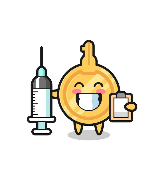 Mascot Illustration of key as a doctor  cute design