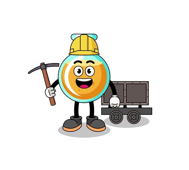 Mascot Illustration of lab beakers miner