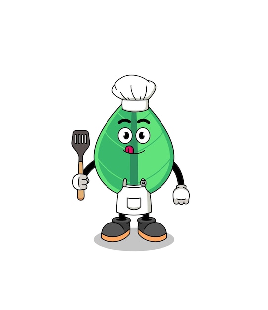 Mascot Illustration of leaf chef