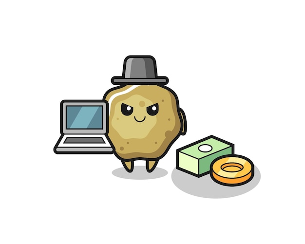 Mascot Illustration of loose stools as a hacker