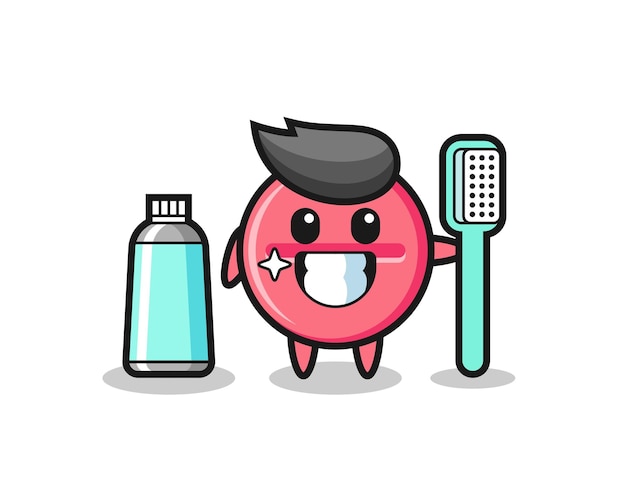 Mascot Illustration of medicine tablet with a toothbrush