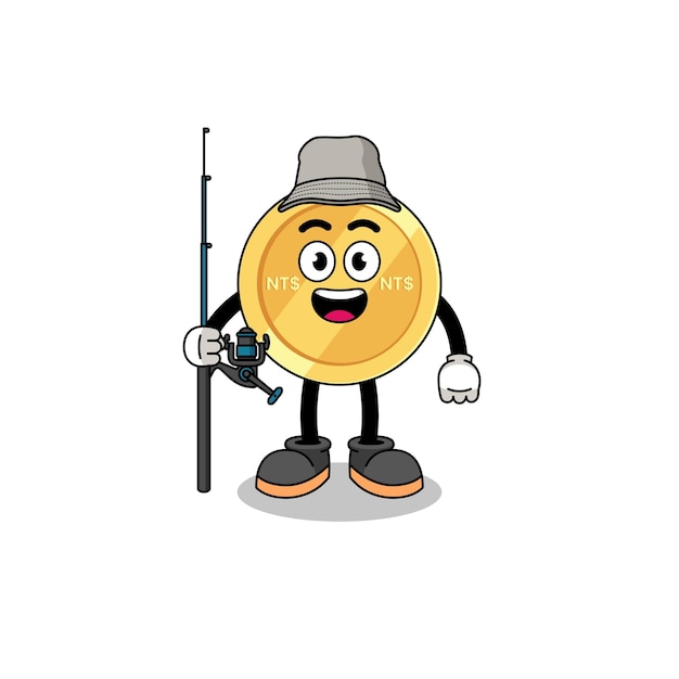 Mascot Illustration of new taiwan dollar fisherman