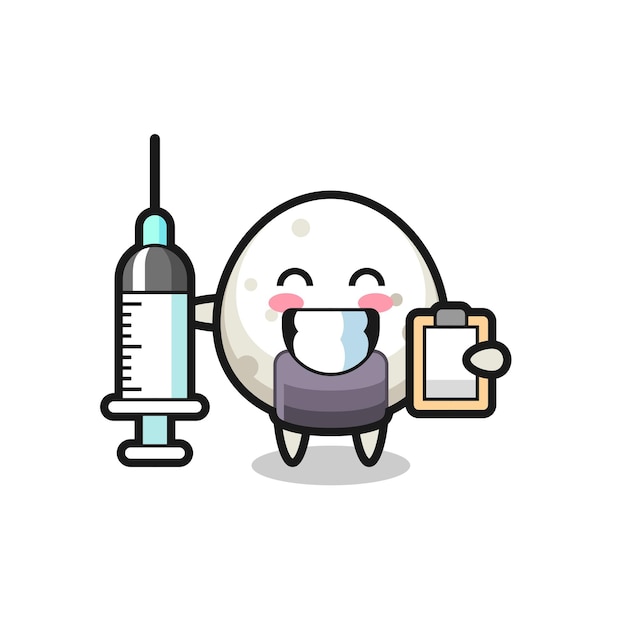 Mascot Illustration of onigiri as a doctor , cute style design for t shirt, sticker, logo element