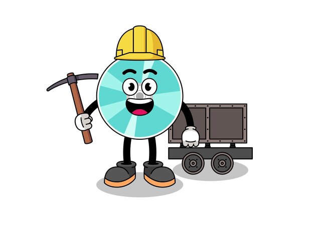 Mascot Illustration of optical disc miner