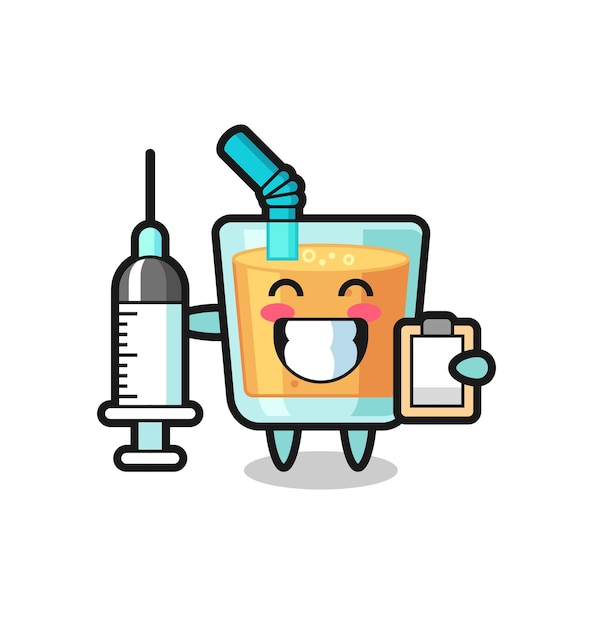 Mascot Illustration of orange juice as a doctor  cute style design for t shirt sticker logo element