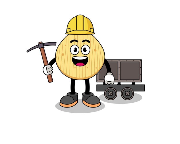 Mascot Illustration of potato chip miner character design