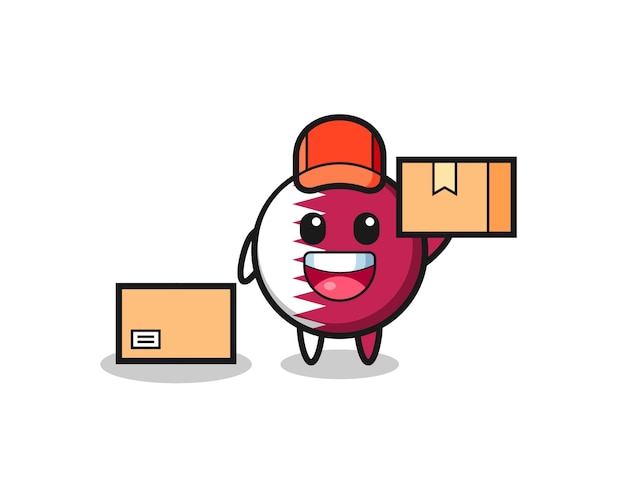 Mascot Illustration of qatar flag badge as a courier , cute style design for t shirt, sticker, logo element