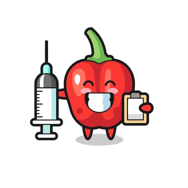 Mascot Illustration of red bell pepper as a doctor