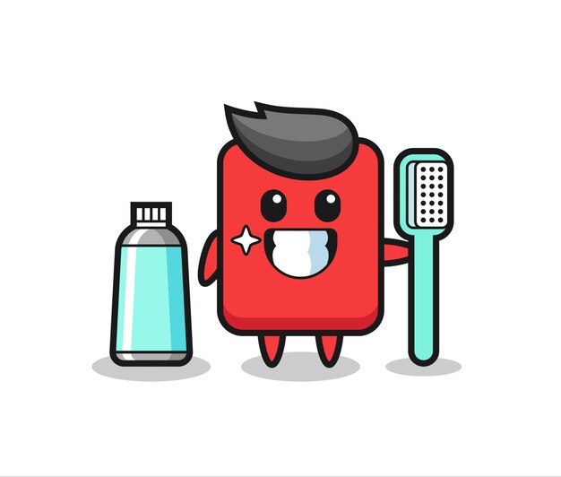 Mascot Illustration of red card with a toothbrush