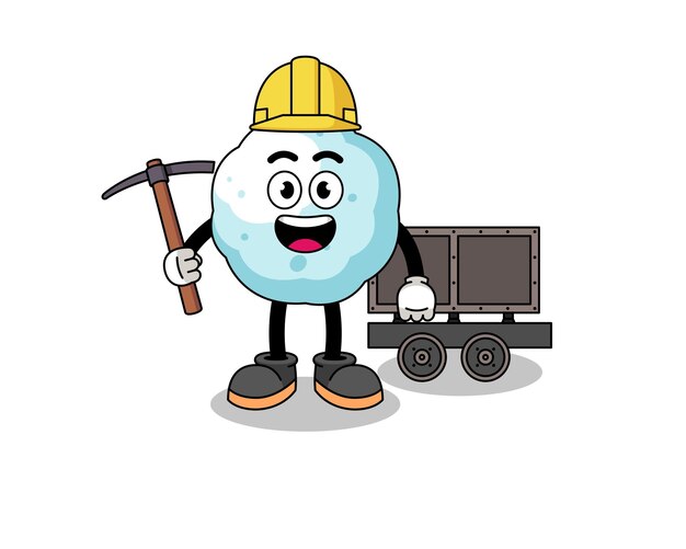 Mascot Illustration of snowball miner