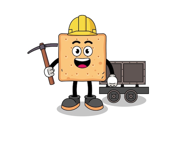 Mascot Illustration of square cracker miner