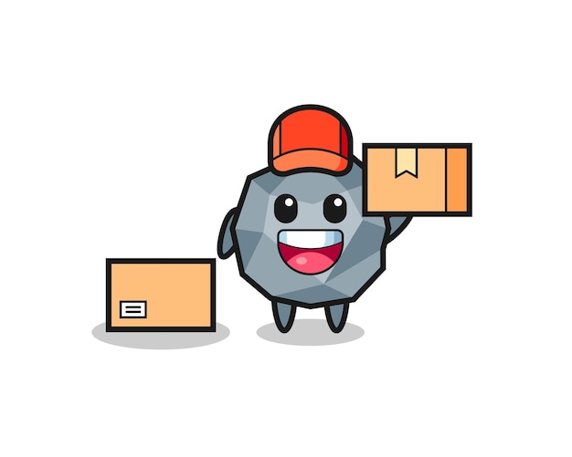 Mascot Illustration of stone as a courier , cute style design for t shirt, sticker, logo element