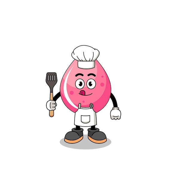 Mascot Illustration of strawberry juice chef