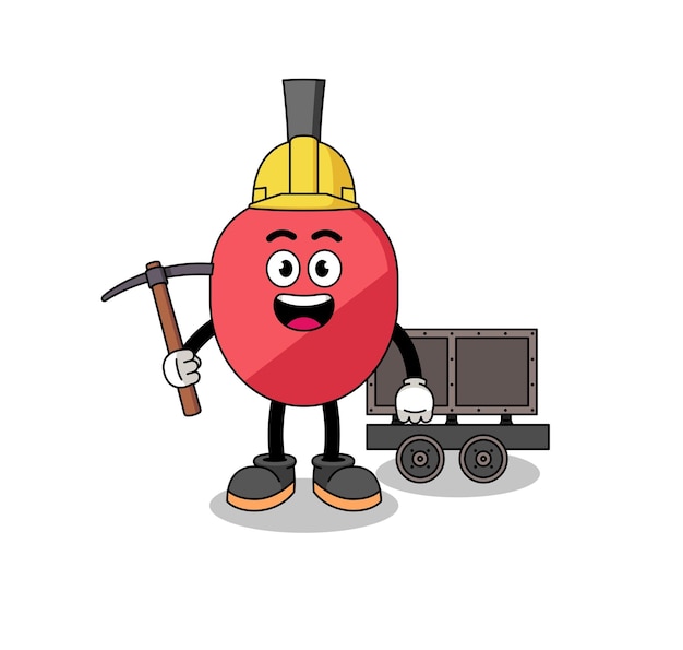 Mascot Illustration of table tennis racket miner