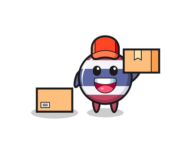 Mascot Illustration of thailand flag badge as a courier , cute style design for t shirt, sticker, logo element