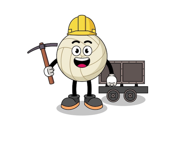 Mascot Illustration of volleyball miner character design