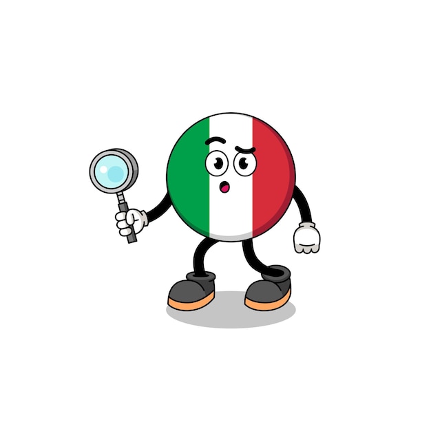 Mascot of italy flag searching character design