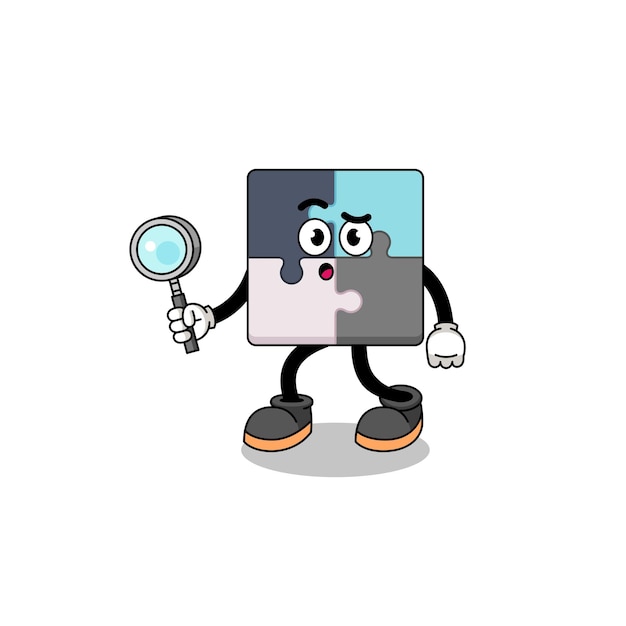 Mascot of jigsaw puzzle searching character design