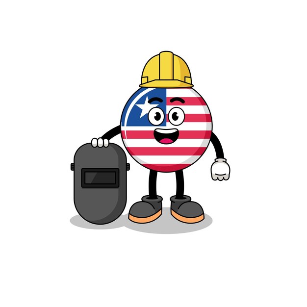 Mascot of liberia flag as a welder