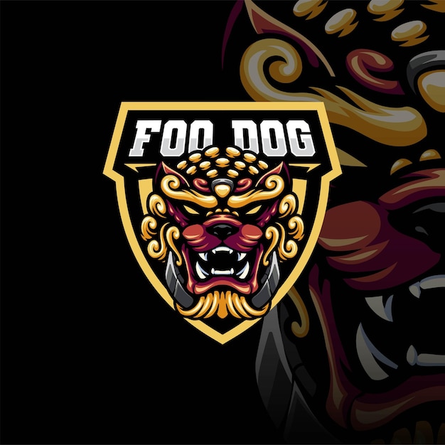 Mascot of Lion King Foo Dog that is suitable for esport gaming logo template