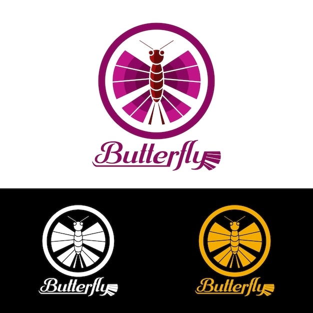 mascot logo butterfly symbol simple unique and modern design