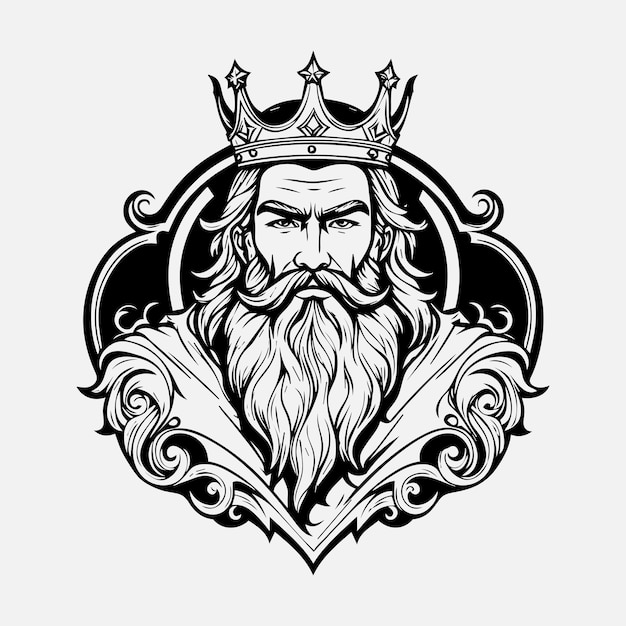 mascot logo Majestic King Vector Outline black color in white background