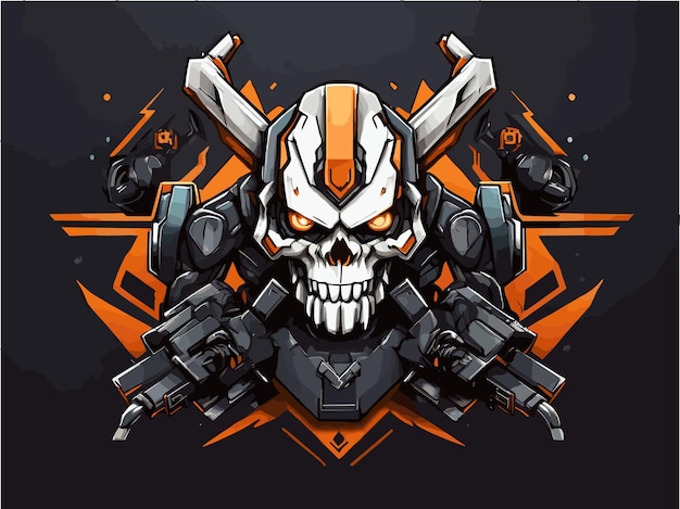 a mascot logo of skull head with esport logo icon ilustration vector