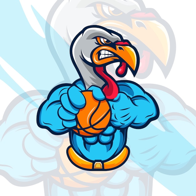 mascot logo turkey with basketball