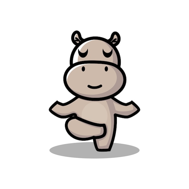 Mascot logo vector cartoon illustration A Hippopotamus yoga