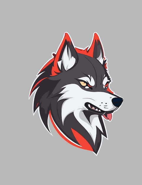 a mascot logo of wolf with white background