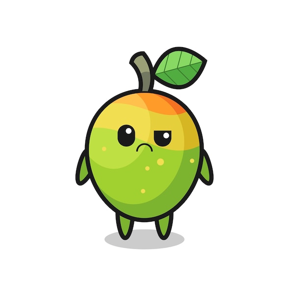 The mascot of the mango with sceptical face , cute style design for t shirt, sticker, logo element