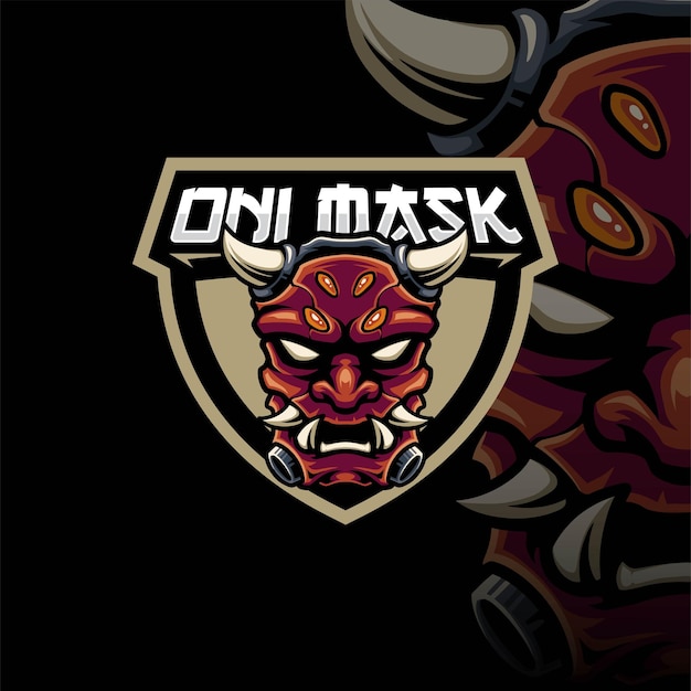 Mascot of Oni Mask Square Head that is suitable for esport gaming logo template