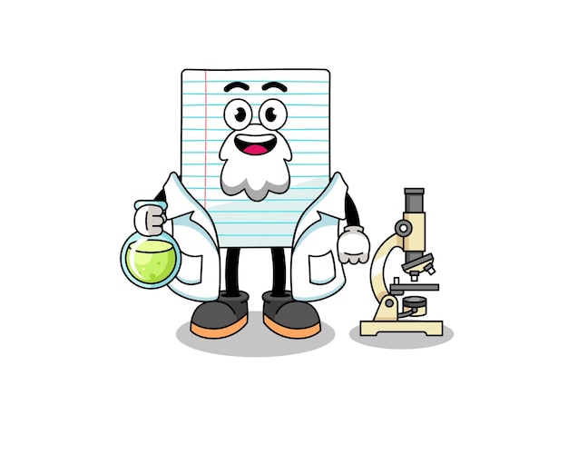 Mascot of paper as a scientist