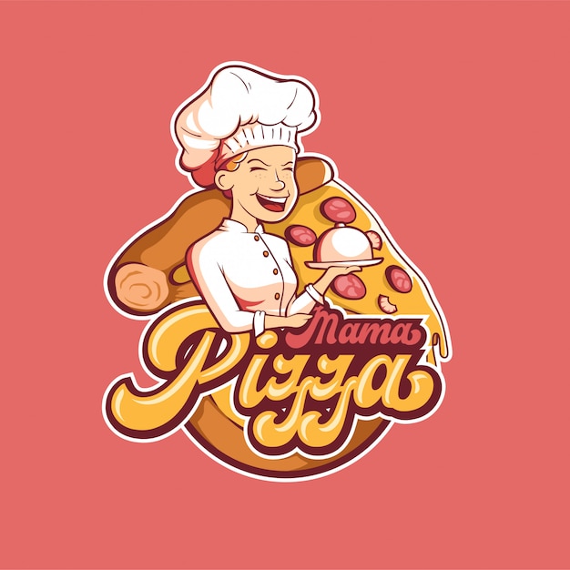 Mascot pizza logo design